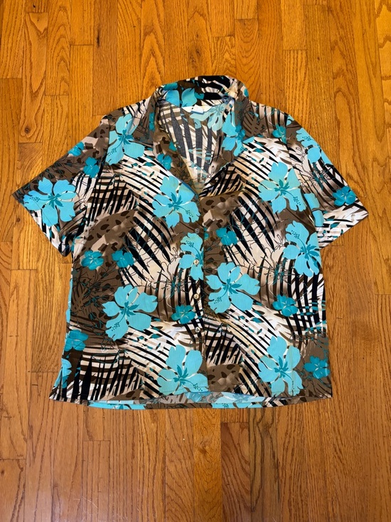 Alia Other - Alia Turquoise Floral Short-Sleeve Button-Down Shirt
